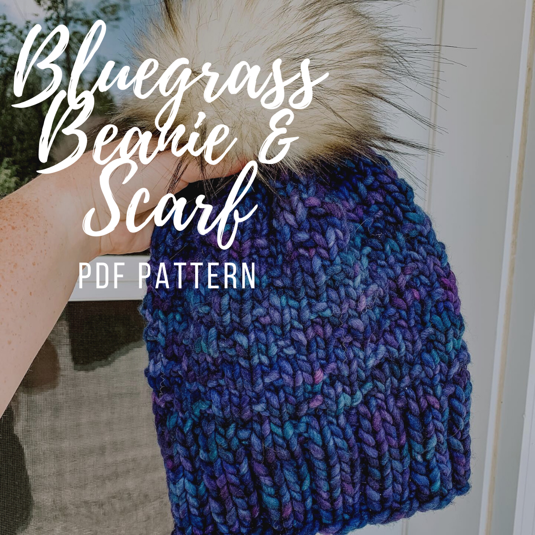 Bluegrass Beanie and Scarf Knitting Patterns PDF