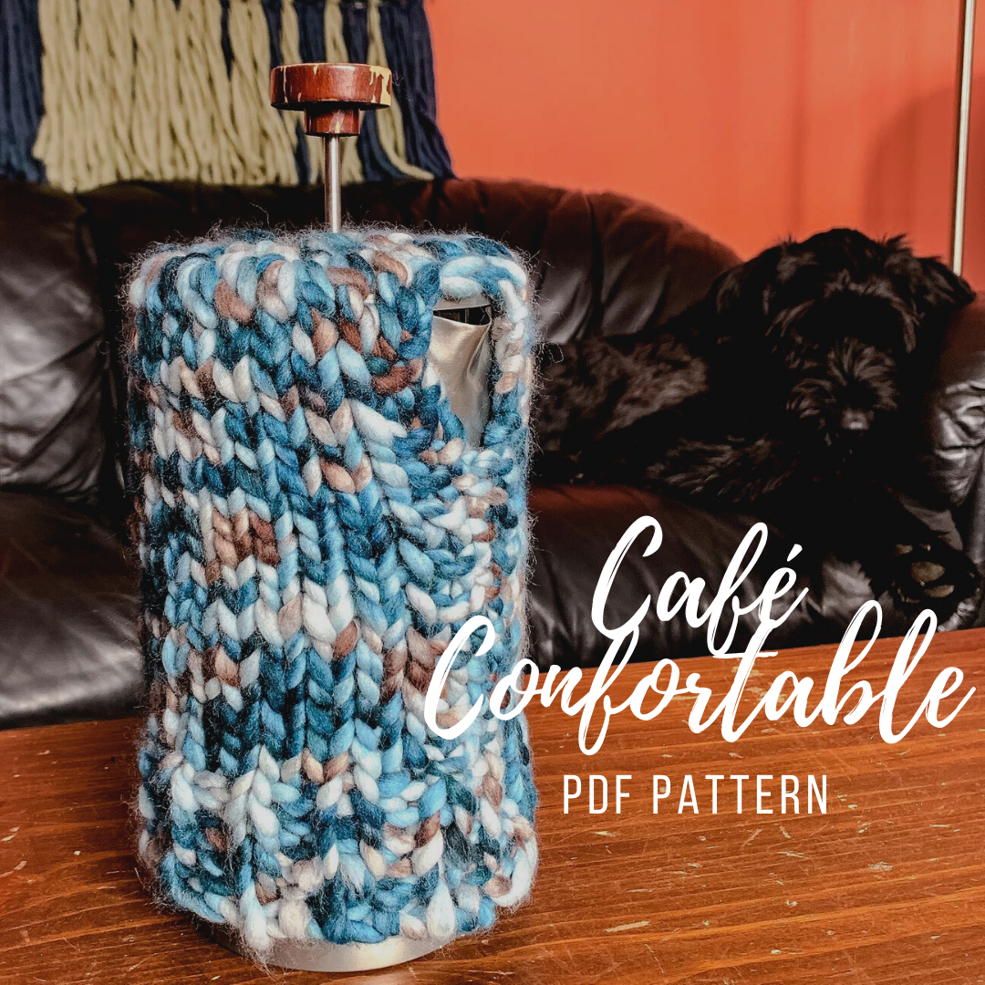 Café Confortable French Press Cozy Knitting Pattern PDF