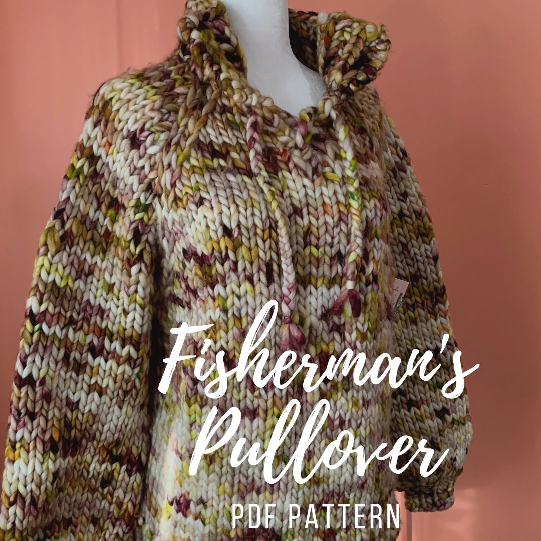 Fisherman's Pullover Popped Collar Faux Brioche Knitting Pattern PDF